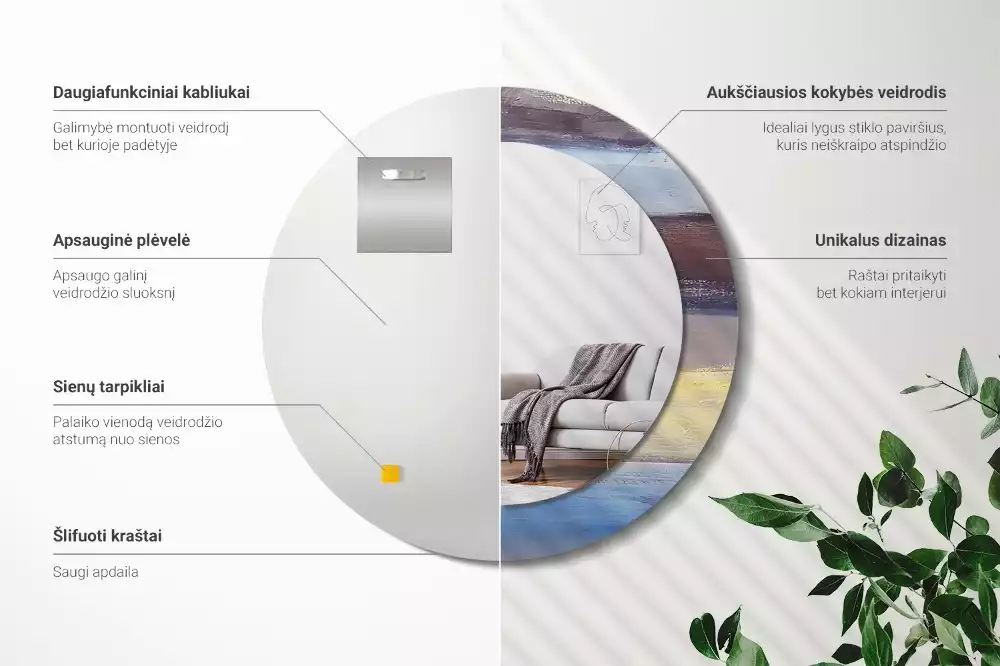 Kulaté dekorativní zrcadlo Abstraktní malba