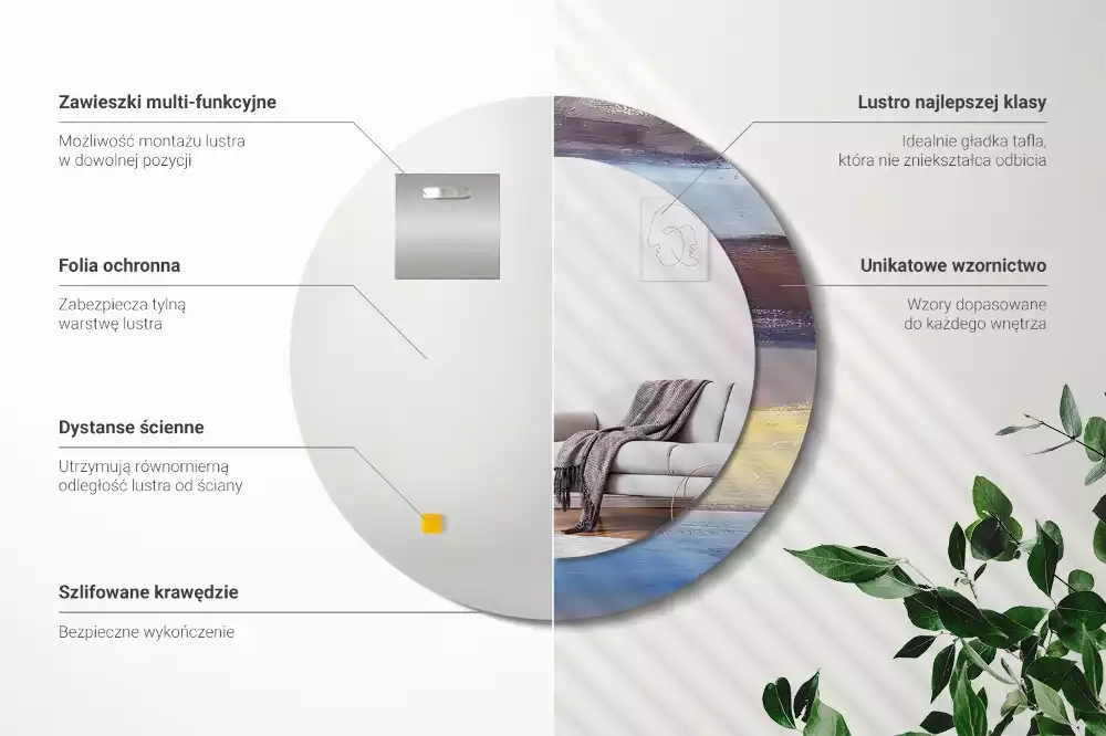 Kulaté dekorativní zrcadlo Abstraktní malba