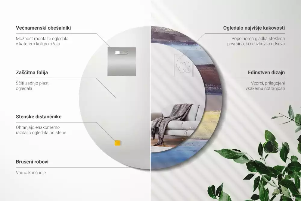 Kulaté dekorativní zrcadlo Abstraktní malba