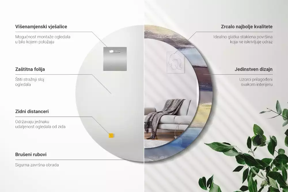 Kulaté dekorativní zrcadlo Abstraktní malba