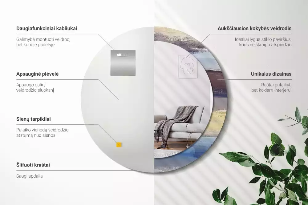 Kulaté dekorativní zrcadlo Abstraktní malba
