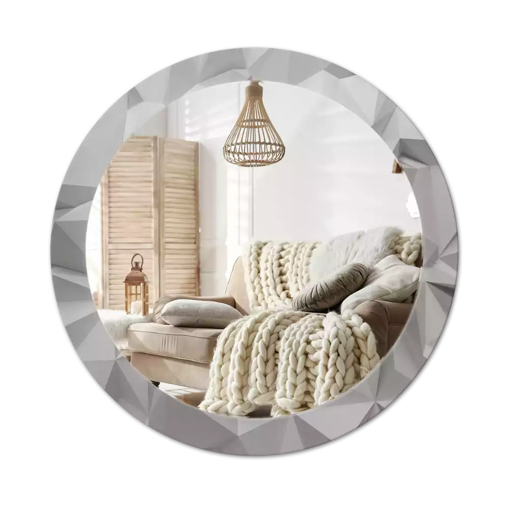 Kulaté dekorativní zrcadlo Abstraktní bílý krystal