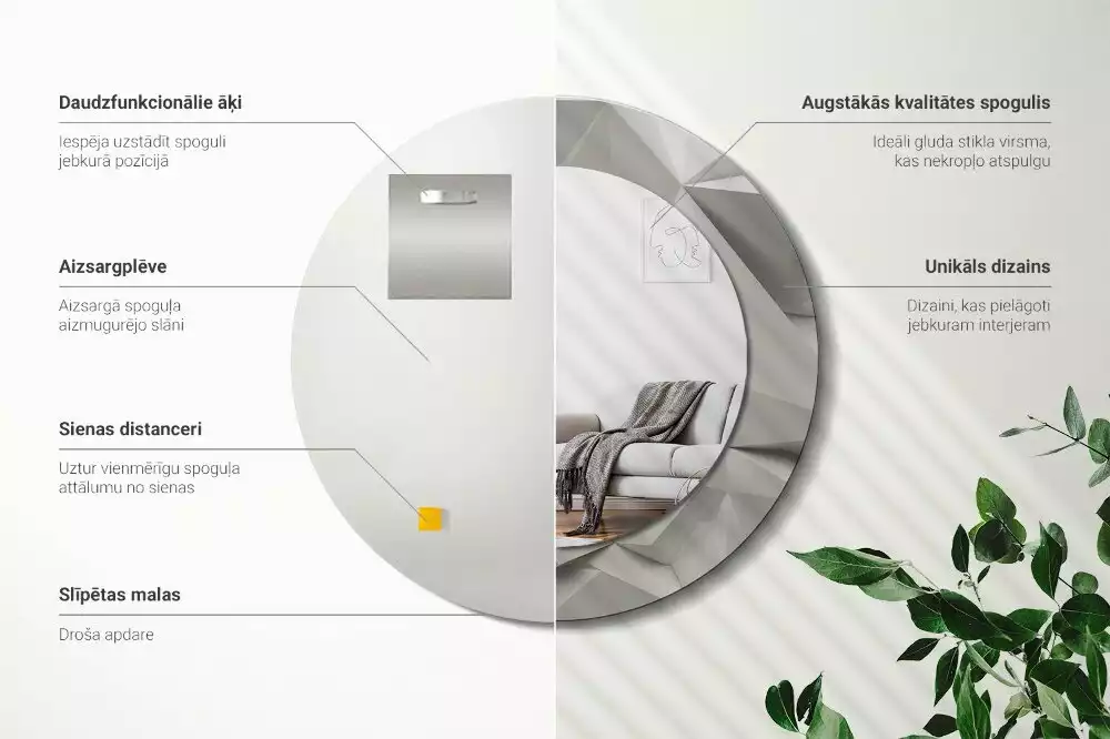 Kulaté dekorativní zrcadlo Abstraktní bílý krystal