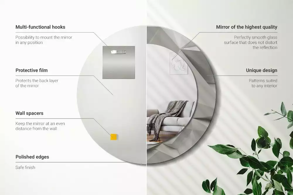 Kulaté dekorativní zrcadlo Abstraktní bílý krystal