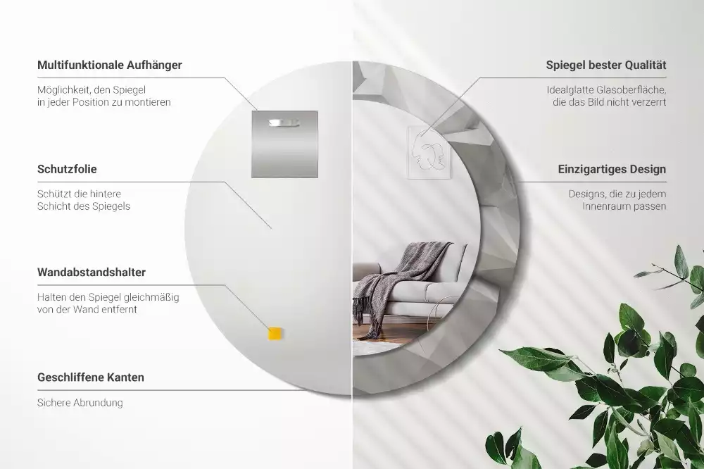 Kulaté dekorativní zrcadlo Abstraktní bílý krystal