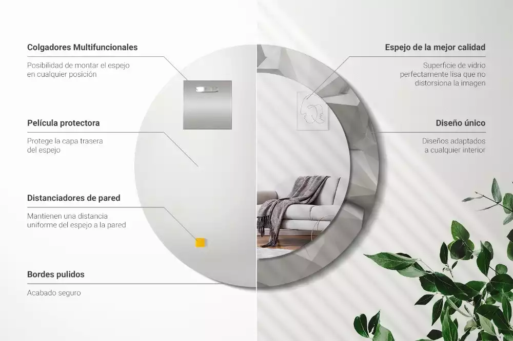 Kulaté dekorativní zrcadlo Abstraktní bílý krystal