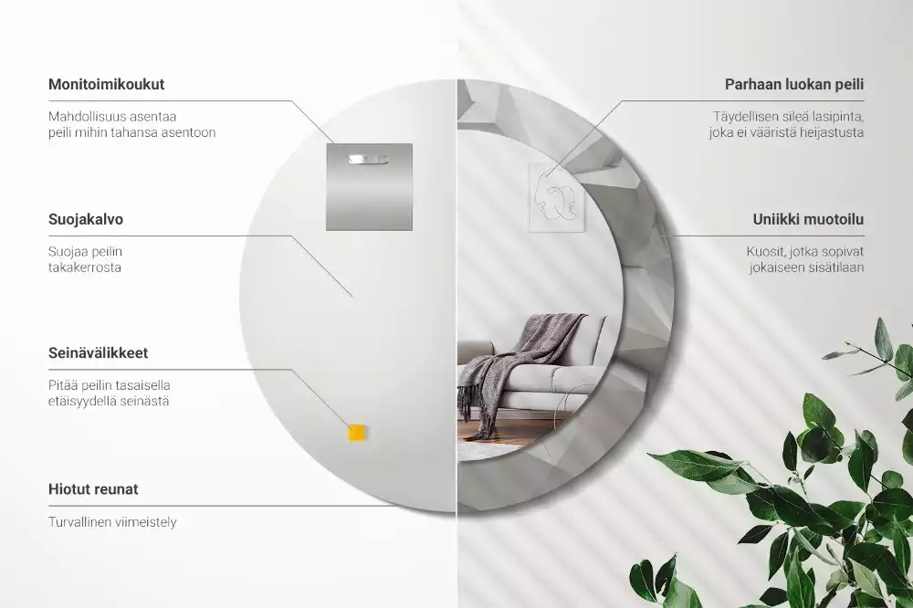 Kulaté dekorativní zrcadlo Abstraktní bílý krystal