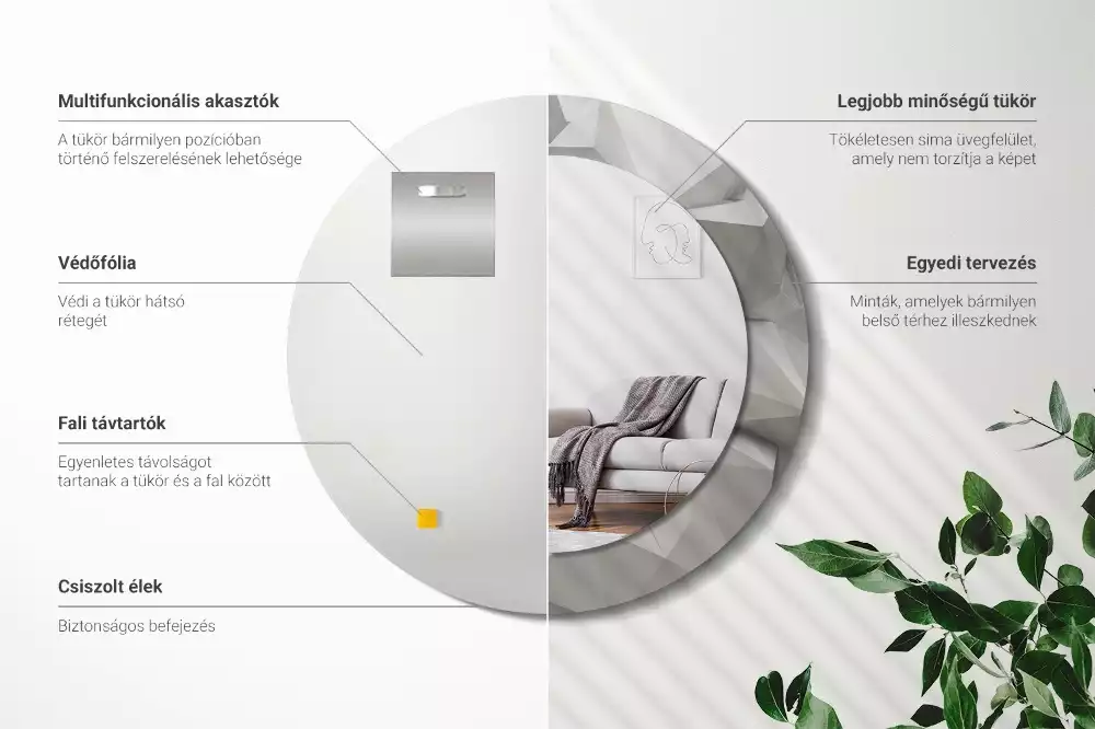 Kulaté dekorativní zrcadlo Abstraktní bílý krystal