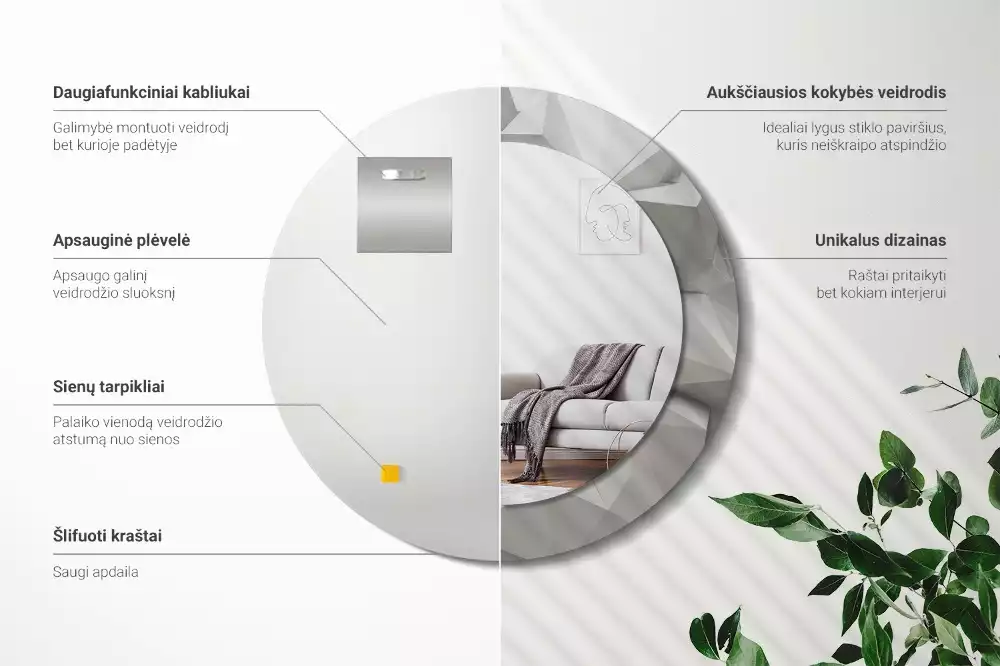 Kulaté dekorativní zrcadlo Abstraktní bílý krystal