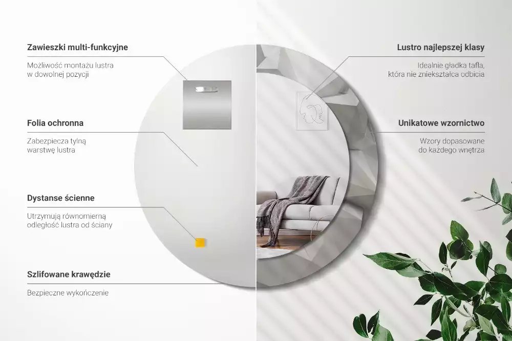 Kulaté dekorativní zrcadlo Abstraktní bílý krystal