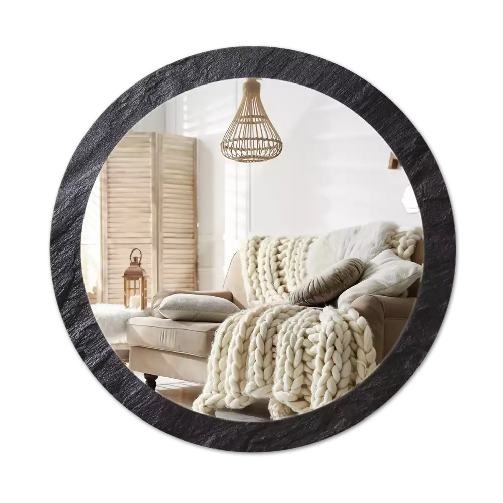 Kulaté dekorativní zrcadlo Černý kámen