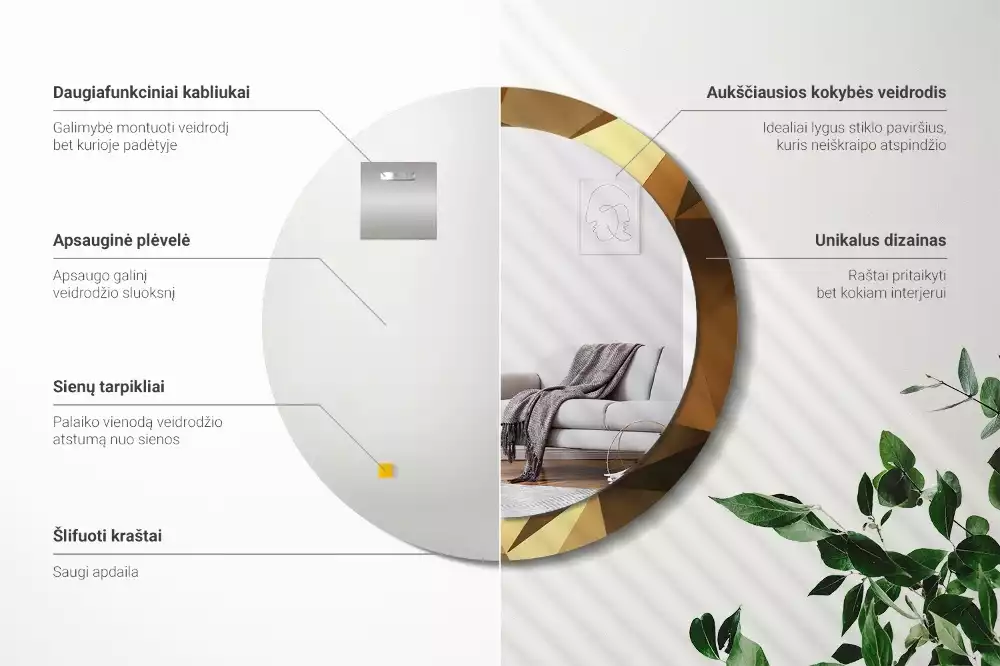 Kulaté dekorativní zrcadlo Geometrický vzor