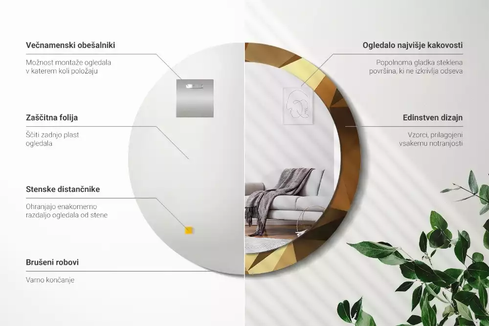 Kulaté dekorativní zrcadlo Geometrický vzor