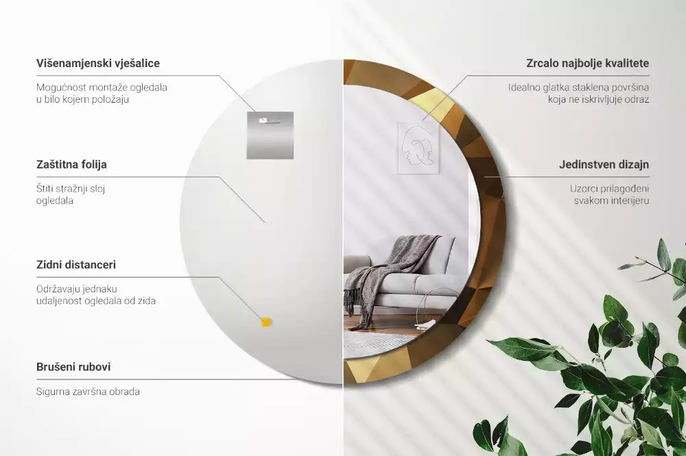 Kulaté dekorativní zrcadlo Geometrický vzor