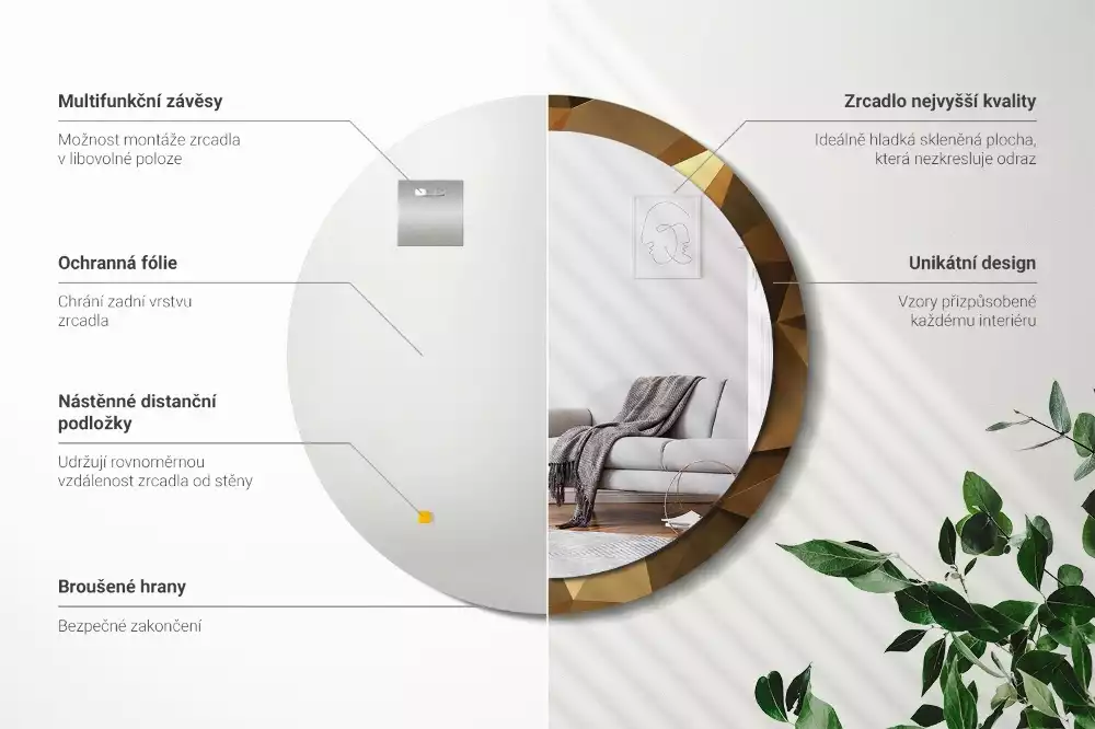 Kulaté dekorativní zrcadlo Geometrický vzor