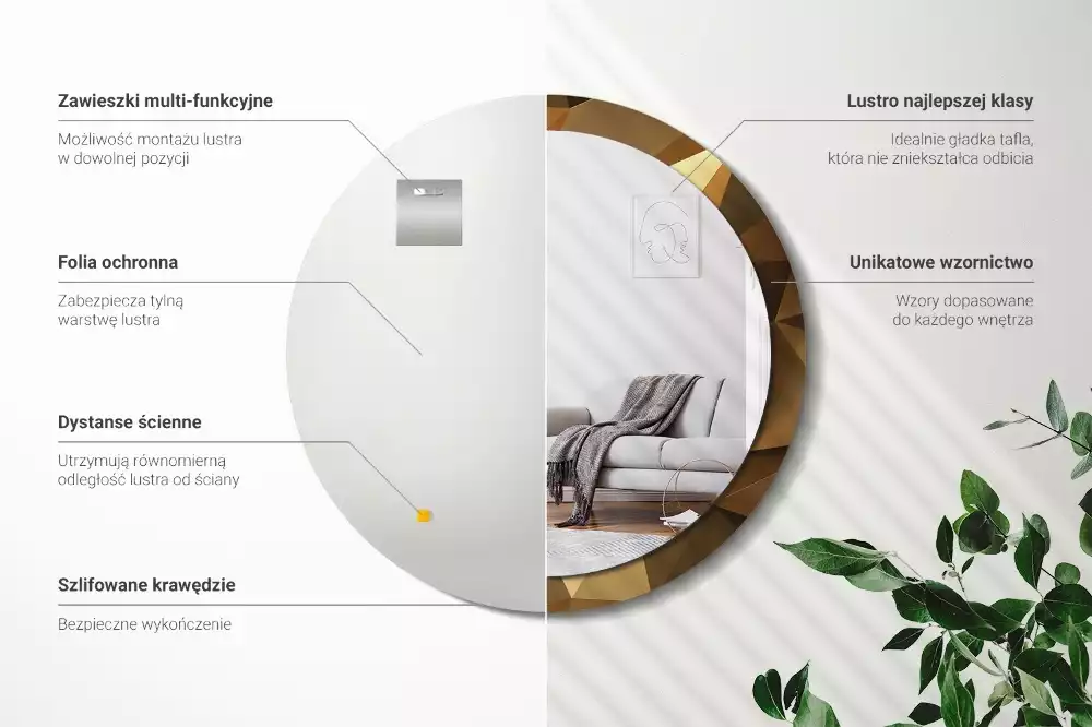 Kulaté dekorativní zrcadlo Geometrický vzor