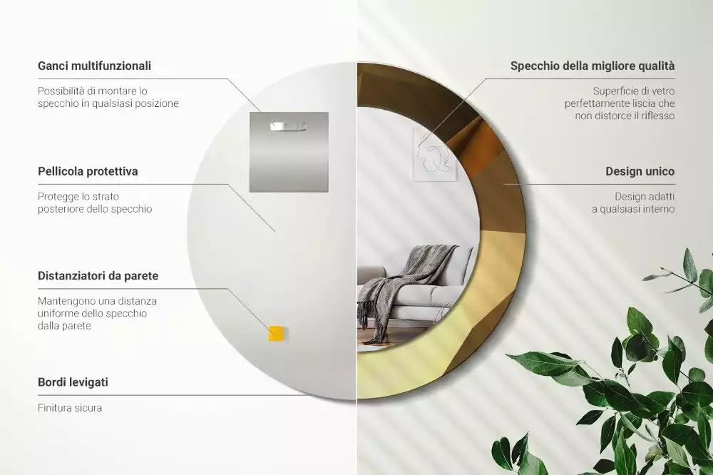 Kulaté dekorativní zrcadlo Geometrický vzor