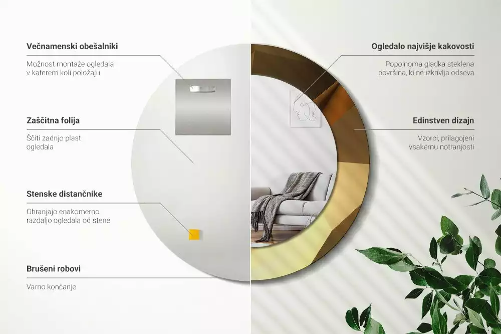 Kulaté dekorativní zrcadlo Geometrický vzor