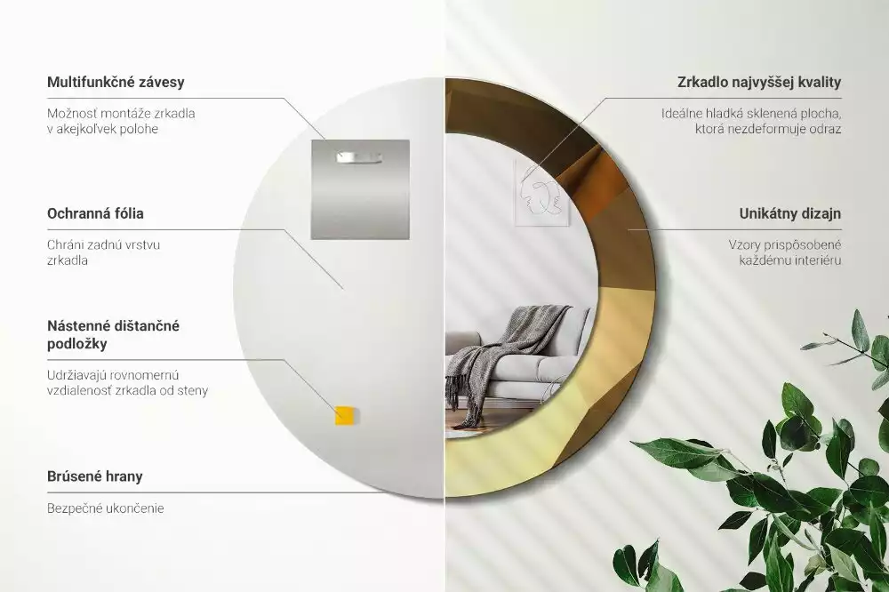 Kulaté dekorativní zrcadlo Geometrický vzor