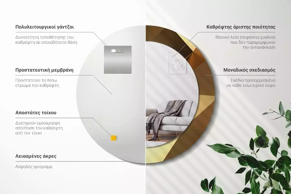 Kulaté dekorativní zrcadlo Geometrický vzor