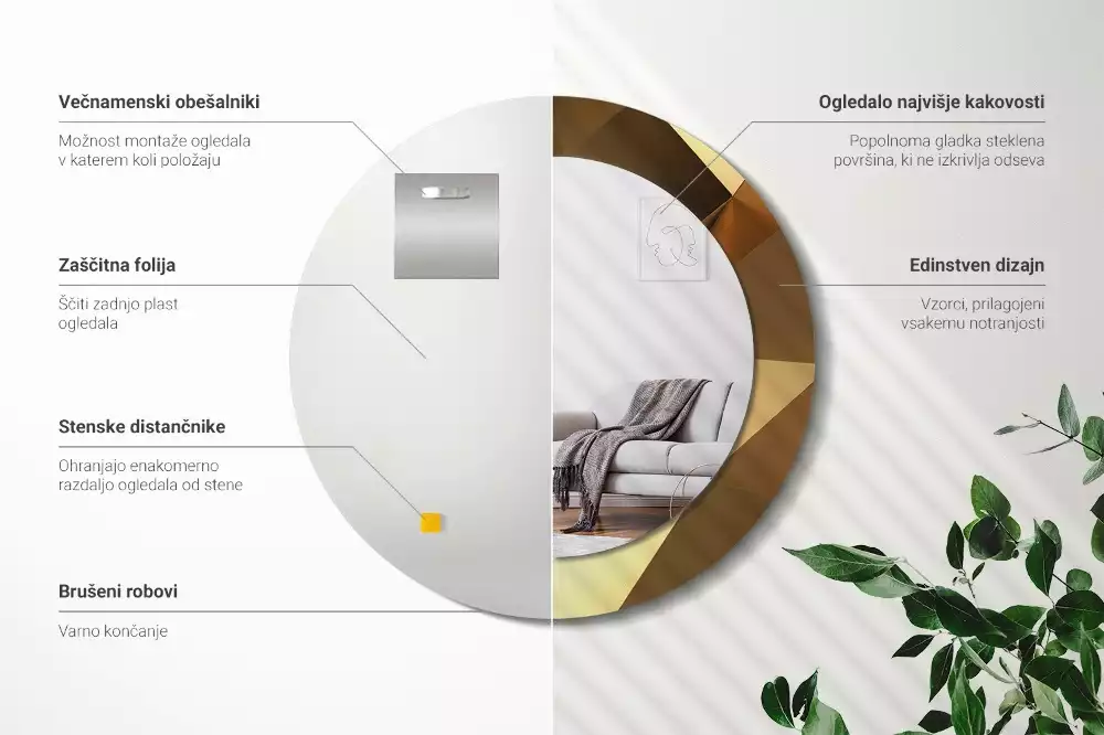 Kulaté dekorativní zrcadlo Geometrický vzor