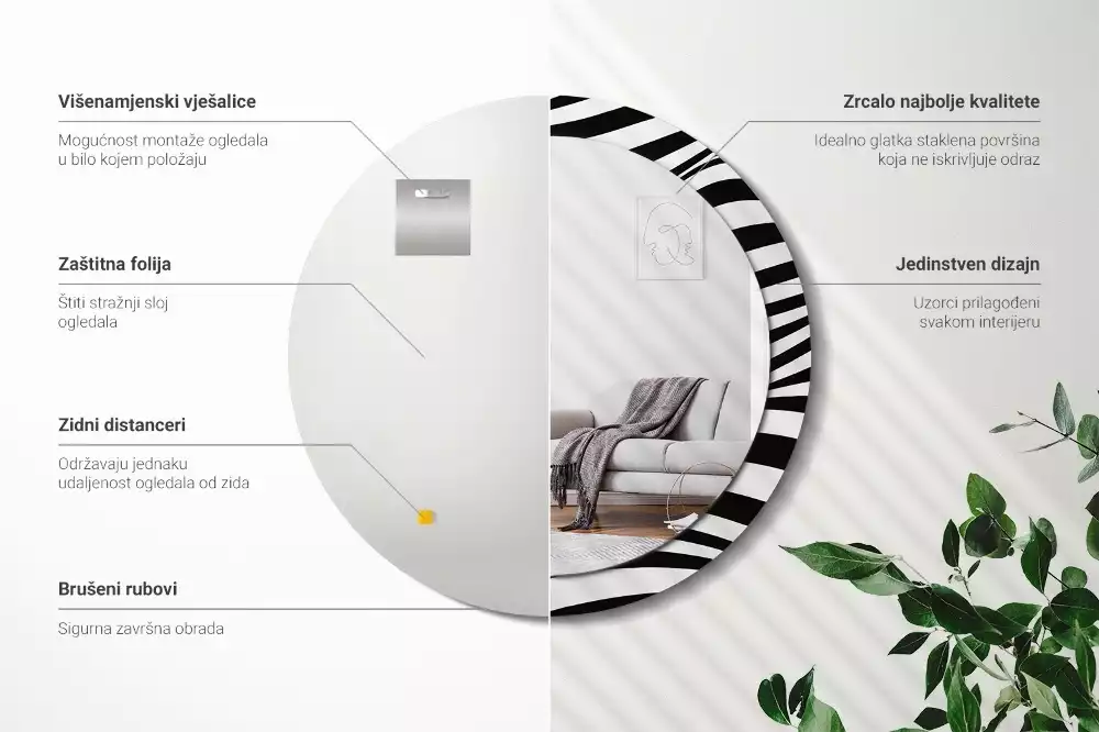 Kulaté dekorativní zrcadlo Abstraktní vlna