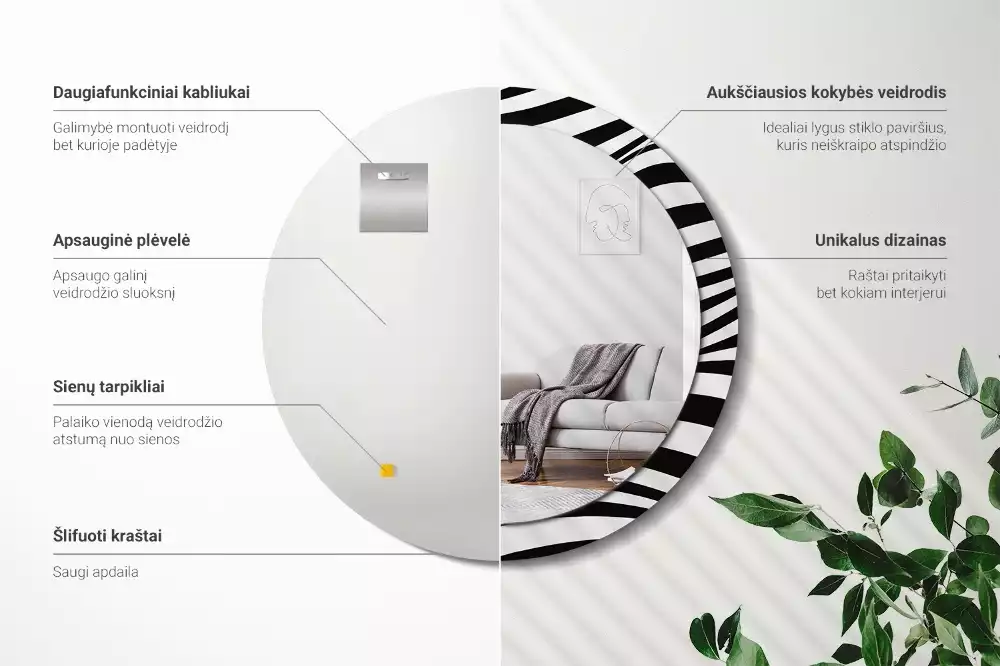 Kulaté dekorativní zrcadlo Abstraktní vlna