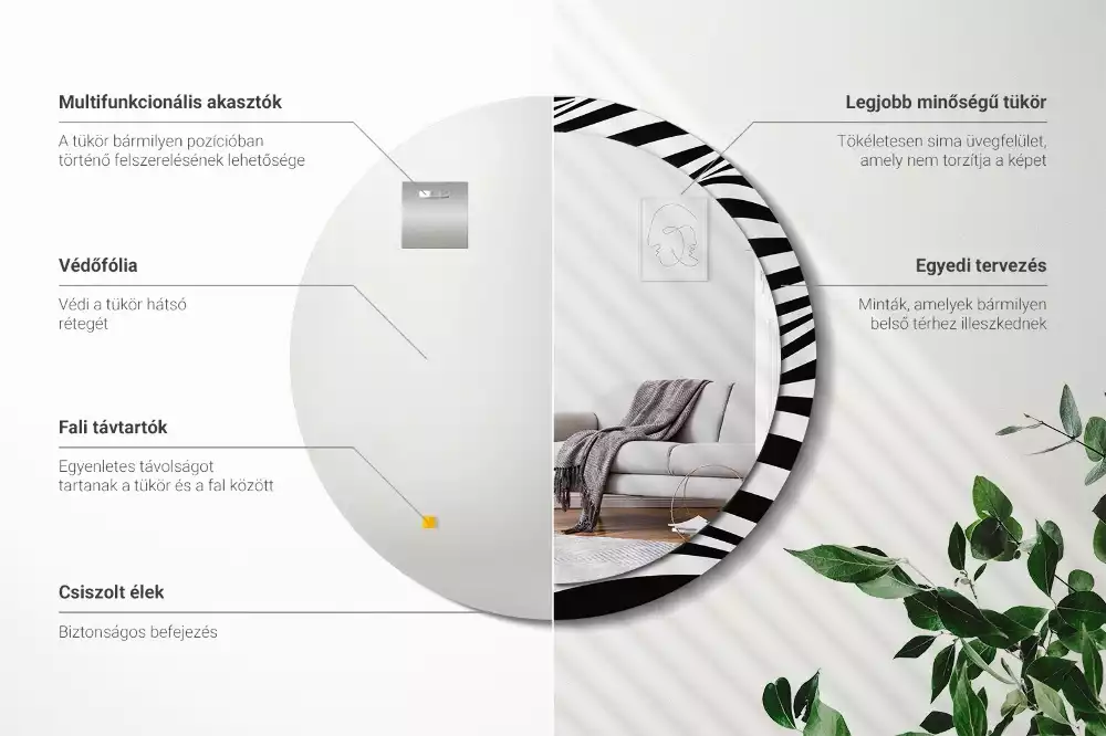 Kulaté dekorativní zrcadlo Abstraktní vlna