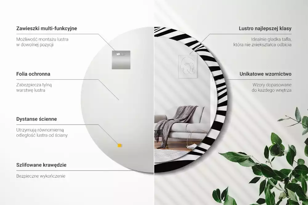 Kulaté dekorativní zrcadlo Abstraktní vlna