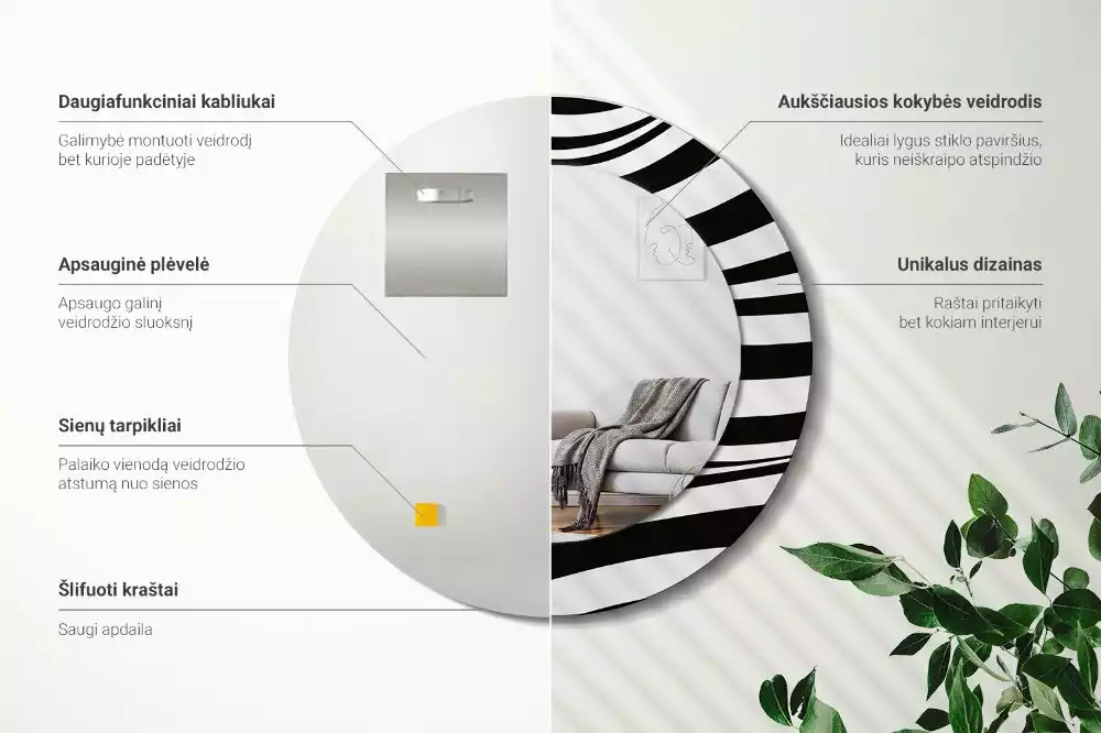 Kulaté dekorativní zrcadlo Abstraktní vlna