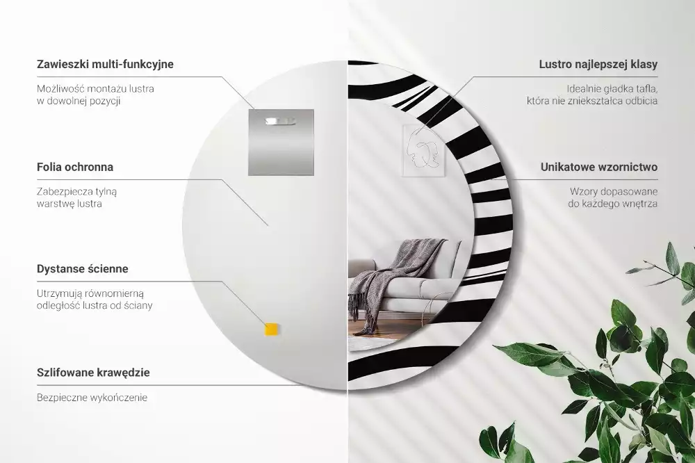 Kulaté dekorativní zrcadlo Abstraktní vlna