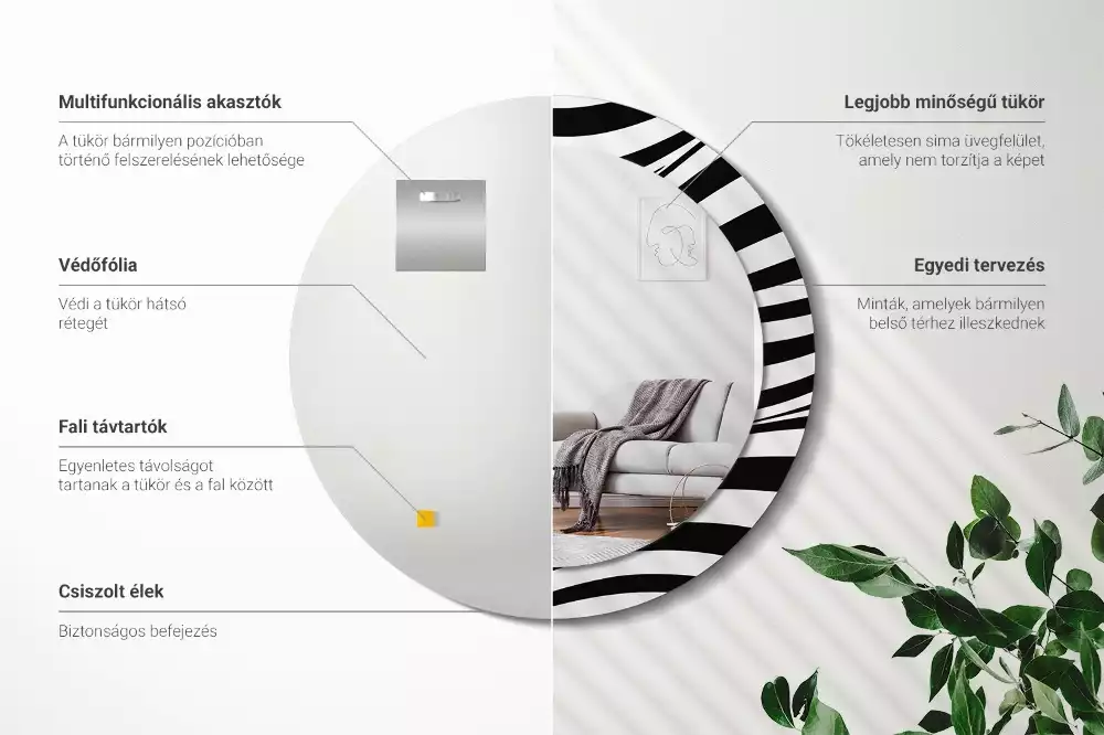 Kulaté dekorativní zrcadlo Abstraktní vlna