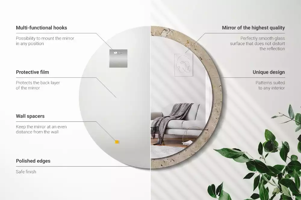 Kulaté zrcadlo s potiskem Imitace kamene