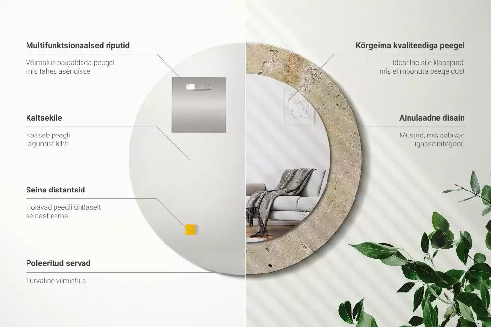 Kulaté zrcadlo s potiskem Imitace kamene