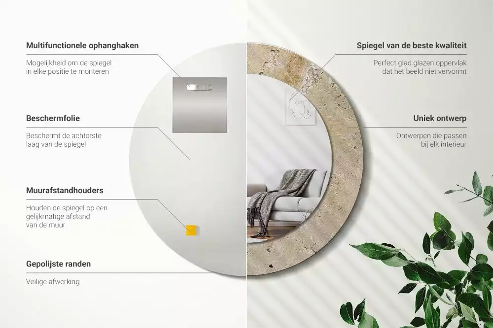 Kulaté zrcadlo s potiskem Imitace kamene