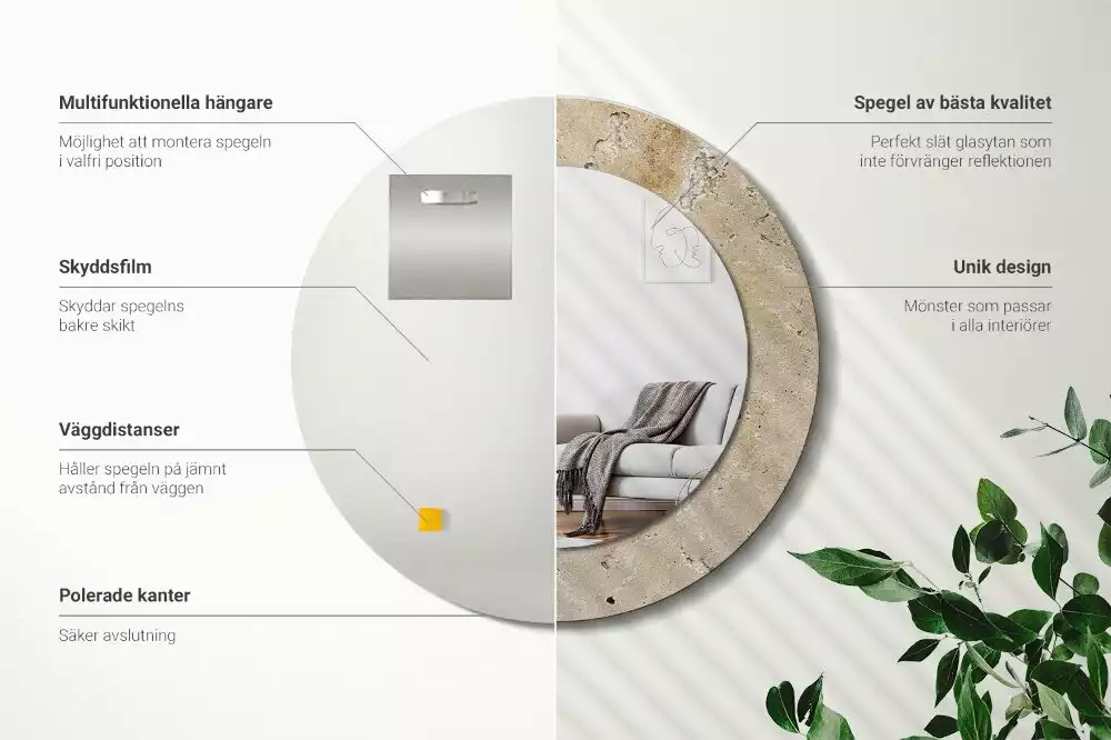 Kulaté zrcadlo s potiskem Imitace kamene