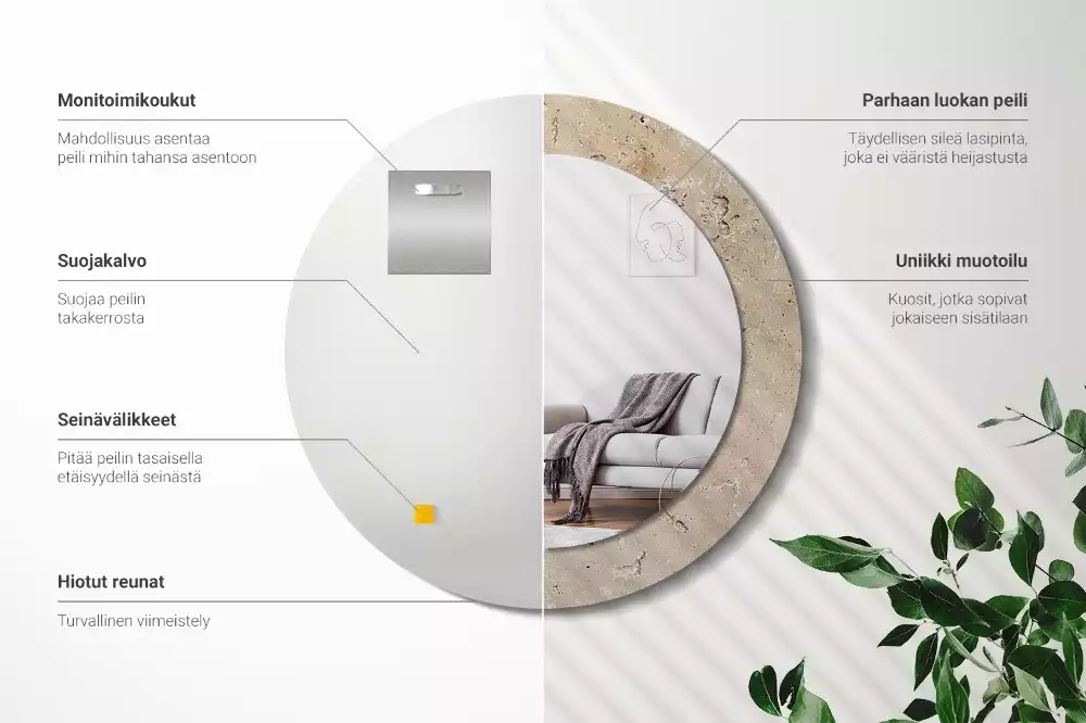 Kulaté zrcadlo s potiskem Imitace kamene