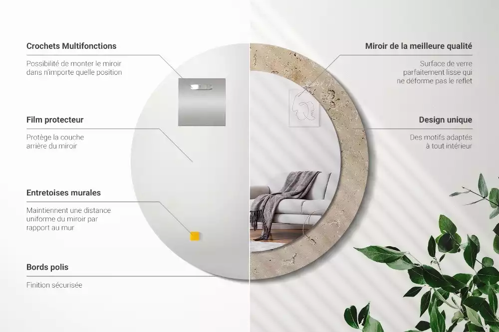 Kulaté zrcadlo s potiskem Imitace kamene