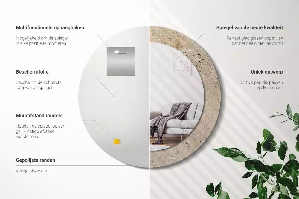 Kulaté zrcadlo s potiskem Imitace kamene