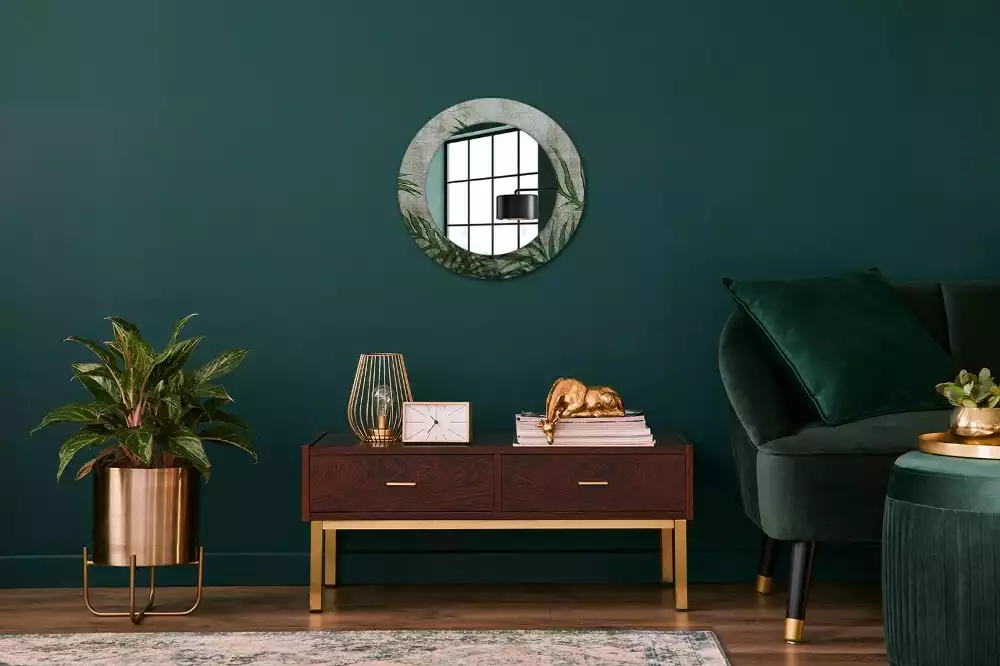 Kulaté zrcadlo s potiskem Kapradinové listy