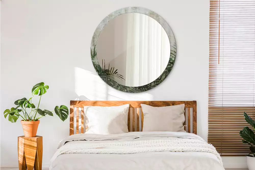 Kulaté zrcadlo s potiskem Kapradinové listy