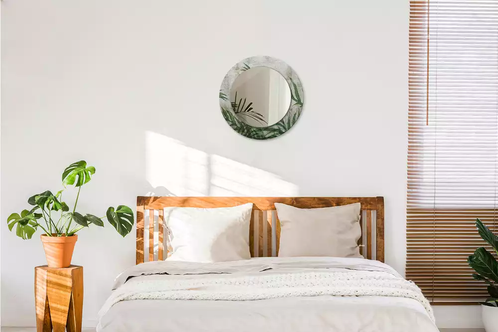 Kulaté zrcadlo s potiskem Kapradinové listy