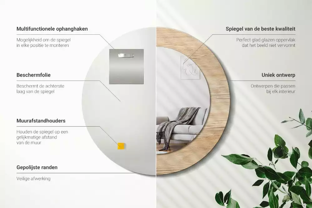 Kulaté zrcadlo s potiskem Dřevo