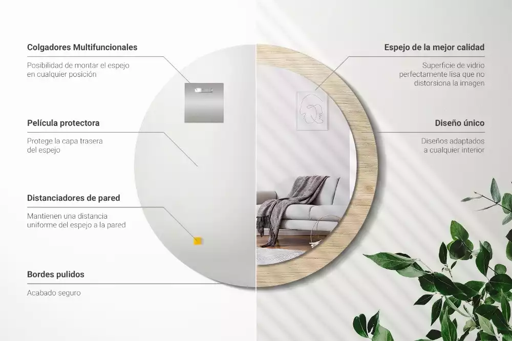 Kulaté dekorativní zrcadlo Světlé dřevo