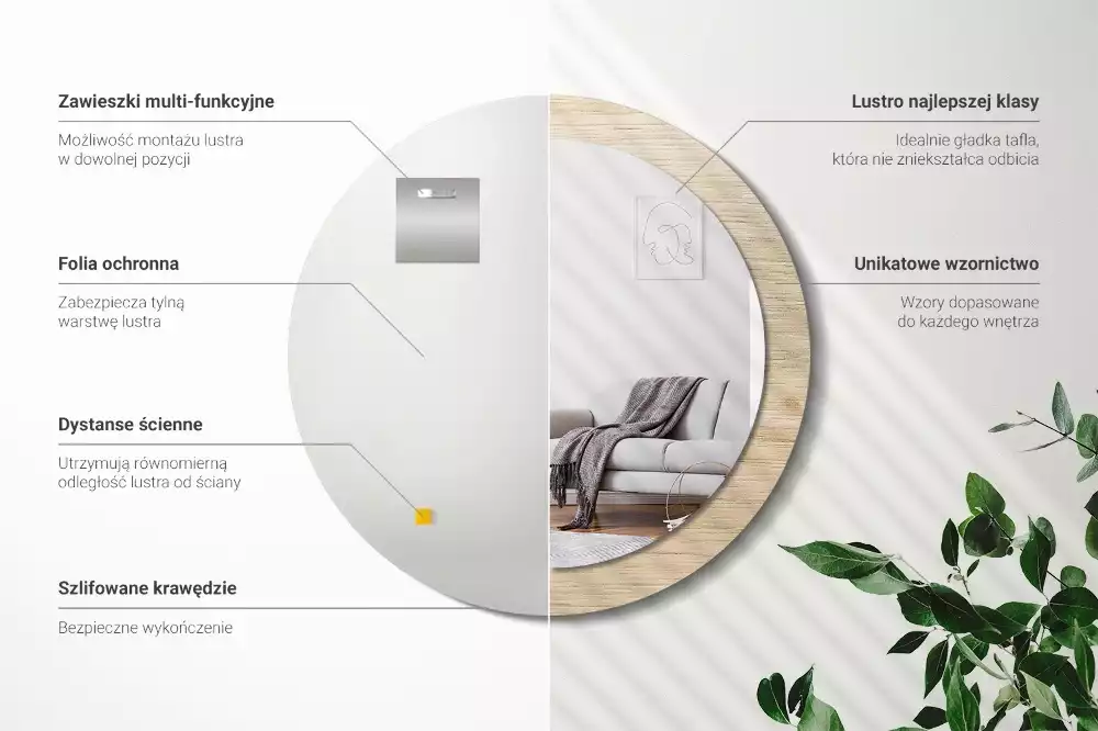 Kulaté dekorativní zrcadlo Světlé dřevo