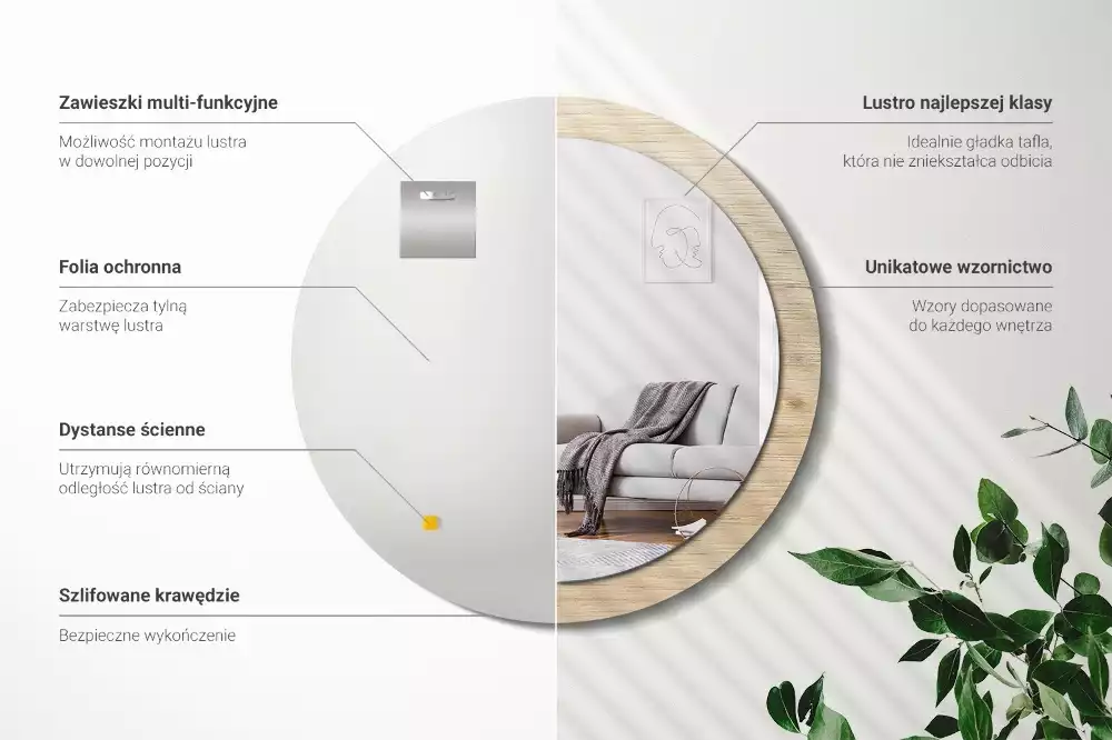 Kulaté dekorativní zrcadlo Světlé dřevo