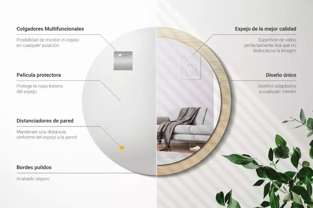 Kulaté dekorativní zrcadlo Světlé dřevo