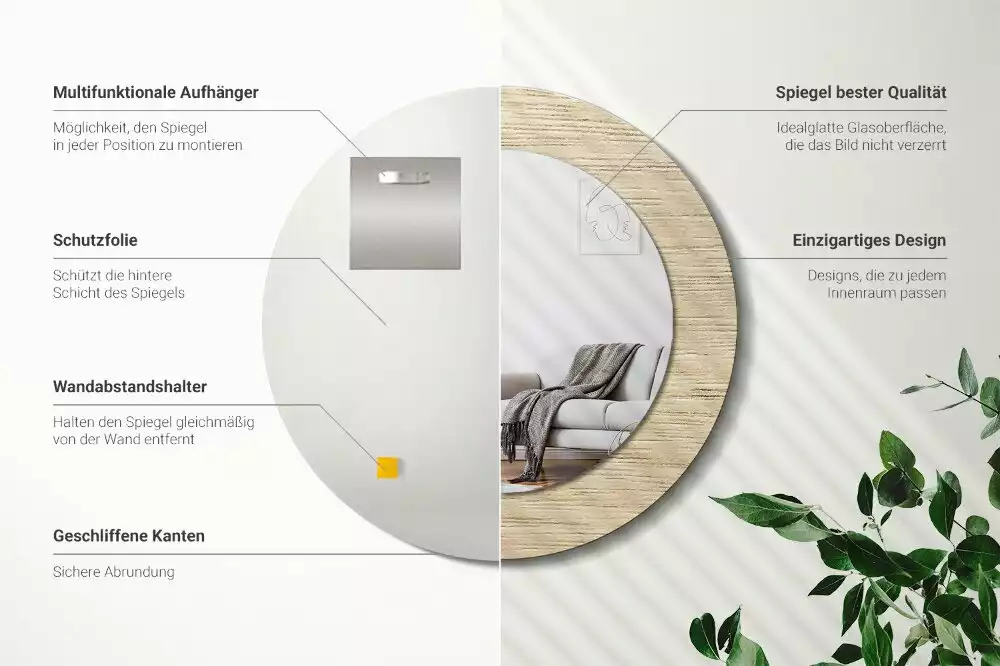 Kulaté dekorativní zrcadlo Světlé dřevo