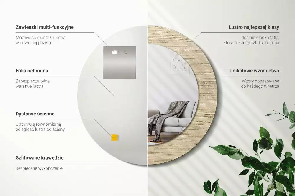 Kulaté dekorativní zrcadlo Světlé dřevo