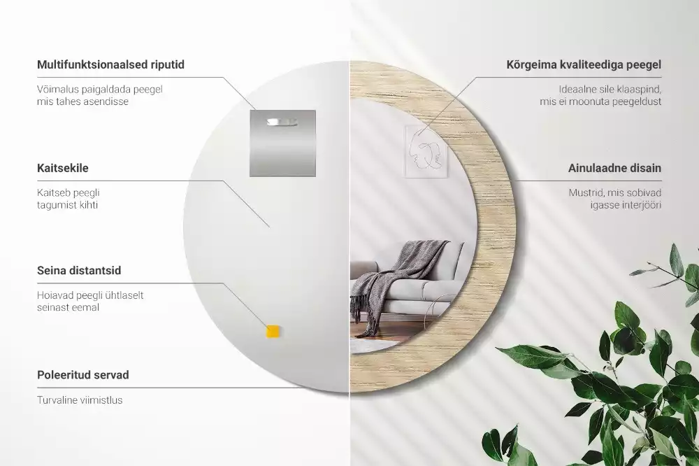 Kulaté dekorativní zrcadlo Světlé dřevo